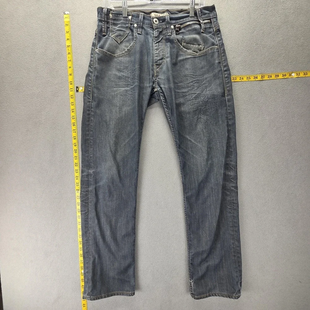 Vintage Levis 504 Jeans Mens 32x32 Blue Engineered Flap Pocket Honeycomb Zip Fly